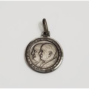 Vintage Catholic Pope John XXIII & Paul VI  800 Silver Small Religious Medal